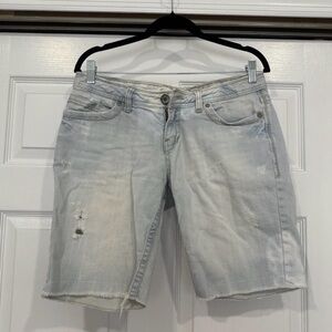 Aeropostale Light Blue Distressed Denim Bermuda Shorts